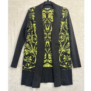 Alberto Makali Gray Green Open Cardigan Sweater M Wool Blend